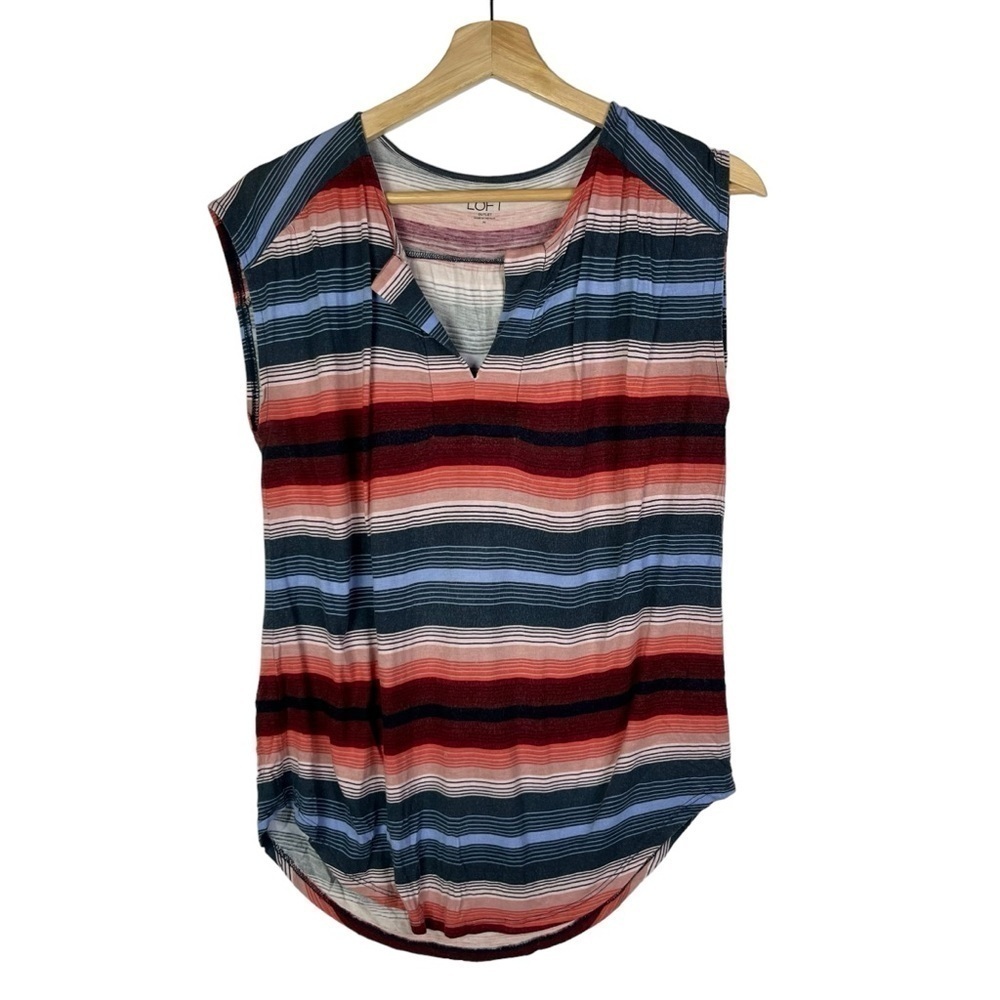 Ann Taylor LOFT Red & Blue Stripe Sleeveless Top M